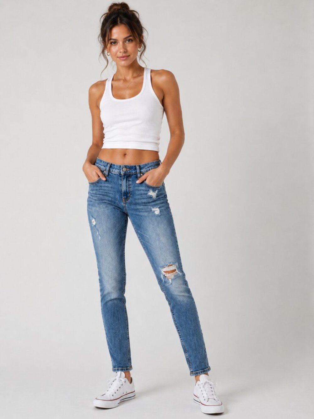 Banana Republic Womens Size 26/2 Blue Girlfriend Denim Jeans Stretch Distressed